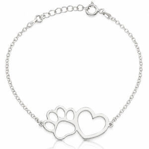 Pulsera plata 925mm huella + corazon
