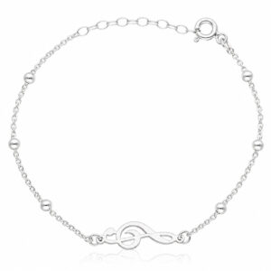 Pulsera plata 925mm clave de sol + bolas