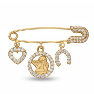 Alfiler oro 18kl bebe - 3 colgantes