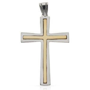 Cruz oro 18kl bicolor - 26x40mm