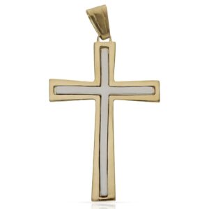 Cruz oro 18kl bicolor - 26x40mm