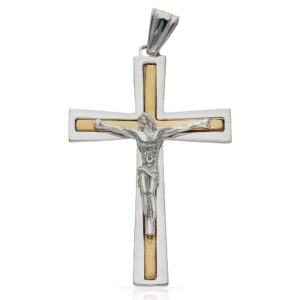 Cruz oro 18kl cristo bicolor - 26x40mm