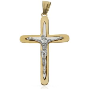 Cruz oro 18kl cristo bicolor - 27x41mm