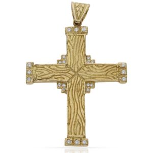Cruz oro 18kl circonitas - 38x50mm