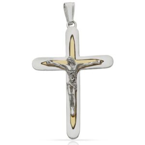 Cruz oro 18kl cristo bicolor