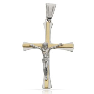Cruz oro 18kl cristo bicolor