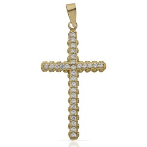 Cruz oro 18kl circonitas - 20x37mm