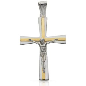Cruz cristo oro 18kl bicolor - 22x32mm