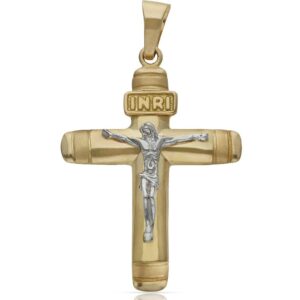 Cruz oro 18kl cristo bicolor