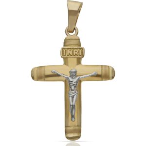 Cruz oro 18kl cristo bicolor