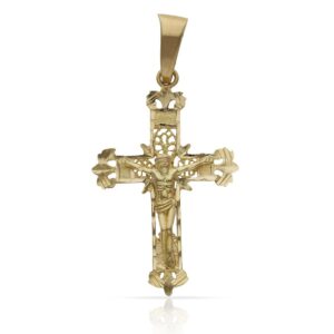Cruz oro 18kl filigrana cristo - 23x39mm