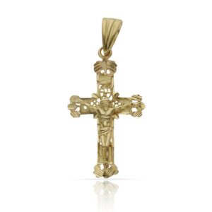 Cruz oro 18kl filigrana cristo - 18x32mm