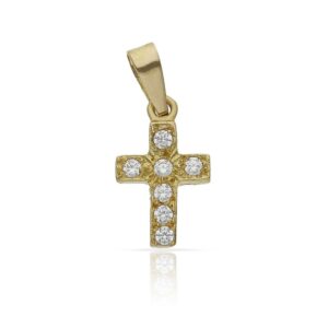Cruz oro 18kl circonitas - 8x14mm