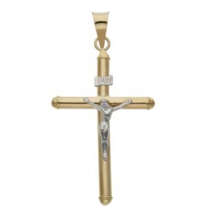 Cruz oro 18kl bicolor cristo - 25x41mm
