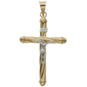 Cruz oro 18kl bicolor con cristo - 26x44mm