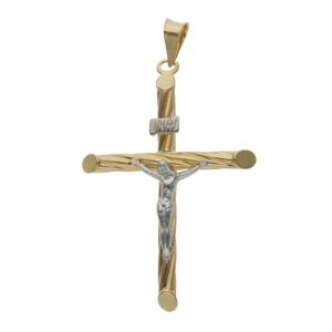 Cruz oro 18kl bicolor con cristo - 26x37mm