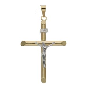 Cruz oro 18kl bicolor cristo - 26x39mm