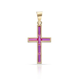 Cruz oro 18kl piedras rojas - 10x17mm