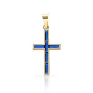 Cruz oro 18kl piedras azules - 10x17mm