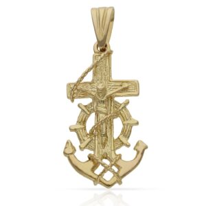 Cruz oro 18kl marinera cristo - 16x29mm