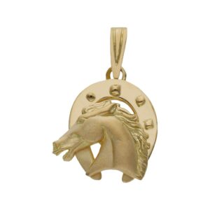 Cabeza oro 18kl caballo + herradura