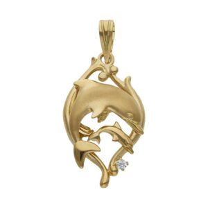 Colgante oro 18kl delfines - 16x28mm