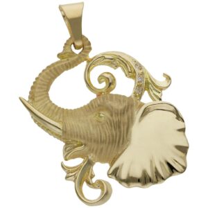 Cabeza oro 18kl elefante - 37x47mm