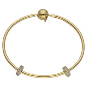 Pulsera oro 18kl rigida stoppers circonitas