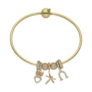 Pulsera oro 18kl rigida - suerte