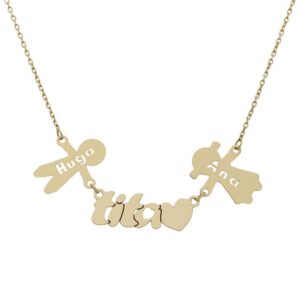 Gargantilla oro 18kl tita + niños