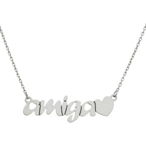 Gargantilla oro blanco 18kl amiga + corazon