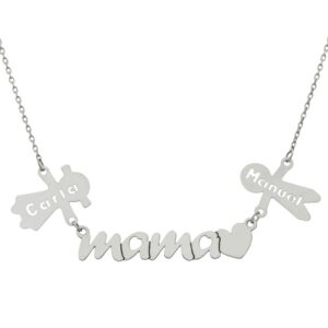 Gargantilla oro blanco 18kl mama + niños