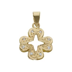 Colgante oro 18kl trebol 4 hojas