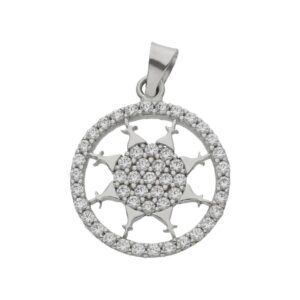 Colgante oro blanco 18kl sol circonitas