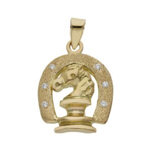 Colgante oro 18kl caballo circonitas - 14x19mm