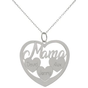 Gargantilla oro blanco 18kl mama + 3 corazones