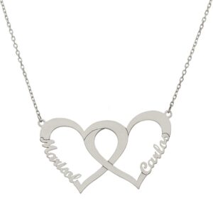 Gargantilla oro blanco 18kl corazones + nombres