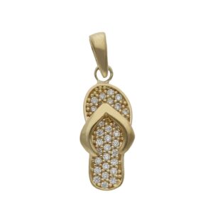 Colgante oro 18kl sandalia circonitas - 7x15mm