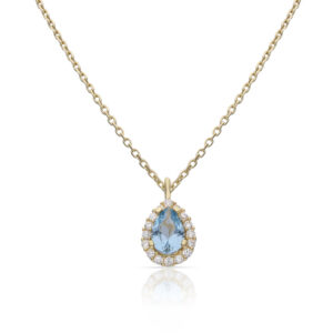 Gargantilla oro 18kl lagrima piedra agua - 6x9mm