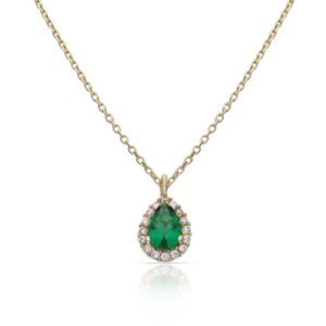 Gargantilla oro 18kl lagrima piedra verde - 6x9mm