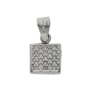 Colgante oro blanco 18kl cuadrado circonitas