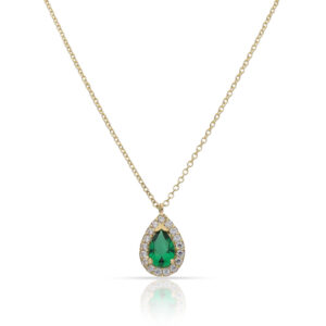 Gargantilla oro 18kl lagrima crisopal verde