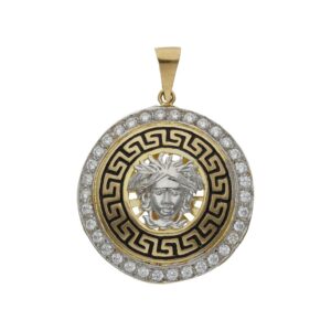 Colgante oro 18kl greca circonitas - 24mm