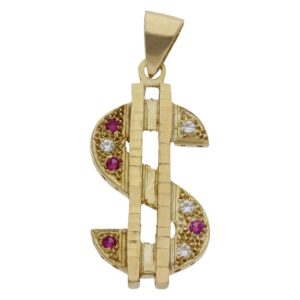 Colgante  oro 18kl dolar - 20x38mm