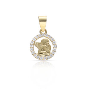 Medalla oro 18kl angel + circonitas - 10mm