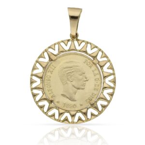 Colgante oro 18kl moneda - 20mm