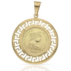 Colgante oro 18kl moneda - 18mm