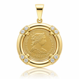 Colgante oro 18kl moneda - 18mm