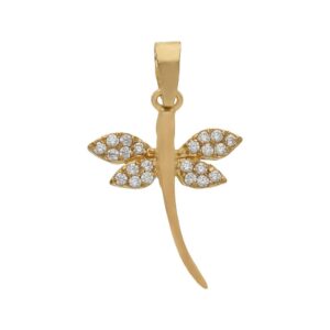 Colgante oro 18kl libelula circonitas