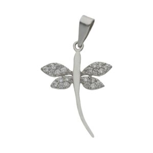 Colgante oro blanco 18kl libelula circonitas